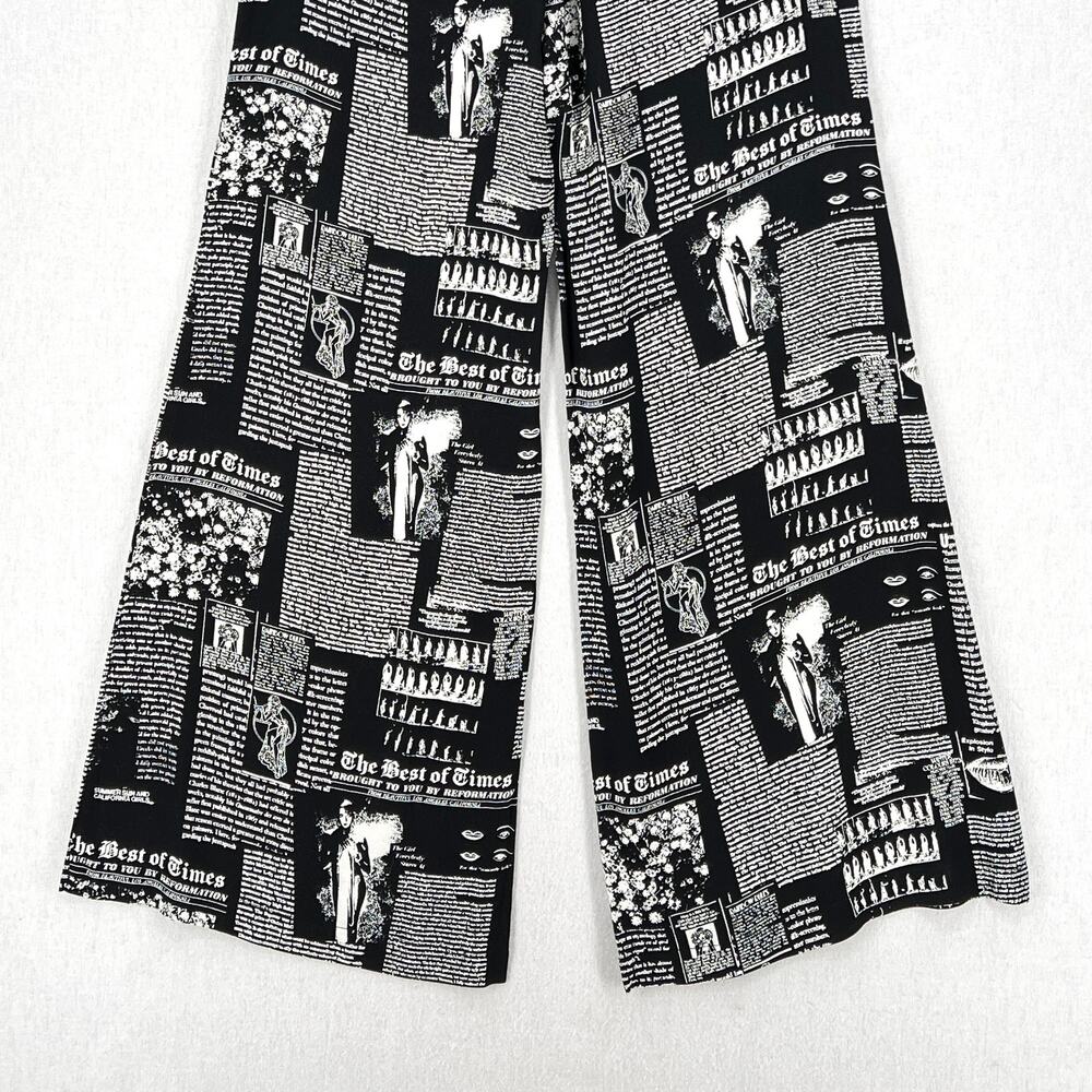 REFORMATION Sorrenti Pants Women 4 Black White Zine Magazine Newspaper Print NEW - Picture 9 of 16